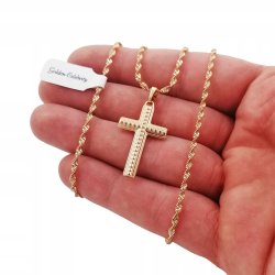 ZŁOTY ŁAŃCUSZEK SINGAPUR SKRĘCANY+KRZYŻYK 45CM 2MM