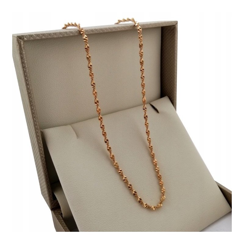 ZŁOTY ŁAŃCUSZEK SINGAPUR + ZDOBIONY KRZYŻYK 35 CM