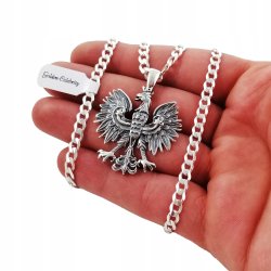 SREBRNY ŁANCUSZEK PANCERKA + ORZEŁ POLSKI GODŁO 925 BIŻUTERIA PATRIOTYCZNA