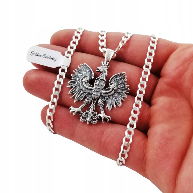 SREBRNY ŁANCUSZEK PANCERKA + ORZEŁ POLSKI GODŁO 925 BIŻUTERIA PATRIOTYCZNA