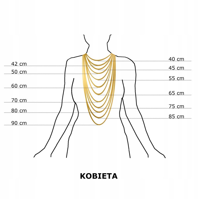 ZŁOTY ŁAŃCUSZEK KORDEL+ZDOBIONE SERCE 50CM PREZENT