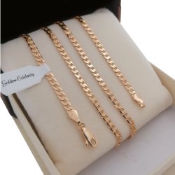 ZŁOTY ŁAŃCUSZEK PANCERKA+KRZYŻYK 55CM 3MM 18K