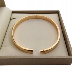 ZŁOTA BRANSOLETKA DAMSKA SZTYWNA ZE STALI CHIRURGICZNEJ 18K PREZENT+GRATIS