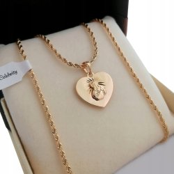 ZŁOTY ŁAŃCUSZEK KORDEL+MEDALIK SERCE JEZUSA 18K