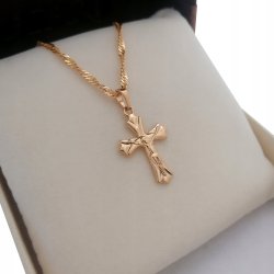 ZŁOTY ŁAŃCUSZEK SINGAPUR + KRZYŻYK 18K GWARANCJA