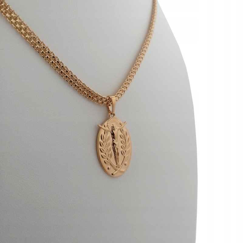 ZŁOTY ŁAŃCUSZEK BISMARK + MEDALIK JEZUS 18K 50CM