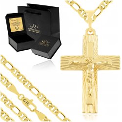 ZŁOTY ŁAŃCUSZEK MĘSKI GUCCI + KRZYŻYK STAL CHIRUGICZNA DLA NIEGO + GRAWER