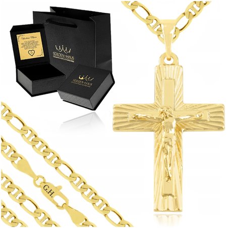 ZŁOTY ŁAŃCUSZEK MĘSKI GUCCI + KRZYŻYK STAL CHIRUGICZNA DLA NIEGO + GRAWER