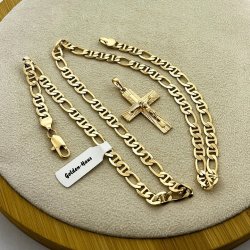ZŁOTY ŁAŃCUSZEK MĘSKI GUCCI + KRZYŻYK STAL CHIRUGICZNA DLA NIEGO + GRAWER