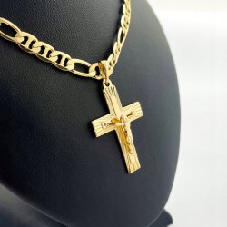 ZŁOTY ŁAŃCUSZEK MĘSKI GUCCI + KRZYŻYK STAL CHIRUGICZNA DLA NIEGO + GRAWER