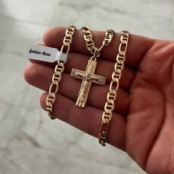 ZŁOTY ŁAŃCUSZEK MĘSKI GUCCI + KRZYŻYK STAL CHIRUGICZNA DLA NIEGO + GRAWER
