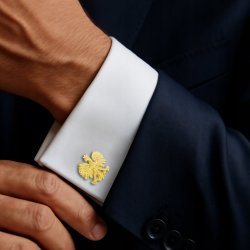 ZŁOTE SPINKI DO MANKIETÓW, KOSZULI PRÓBA 925 SREBRO POZŁACANE ORŁY + GRAWER