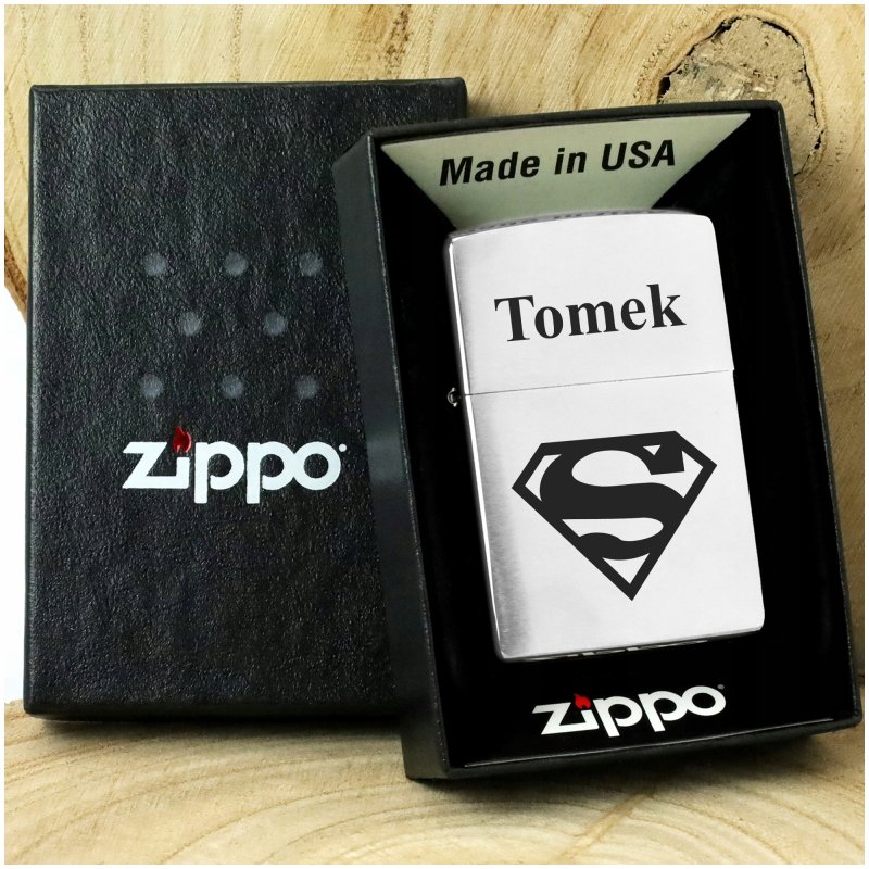 Zapalniczka Zippo Brushed Chrome z personalizowanym grawerem i benzyną