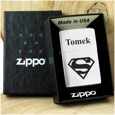 Zapalniczka Zippo Brushed Chrome z personalizowanym grawerem i benzyną